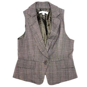 vest NEW YORK & COMPANY 2 vintage peplum brown tweed academia steampunk